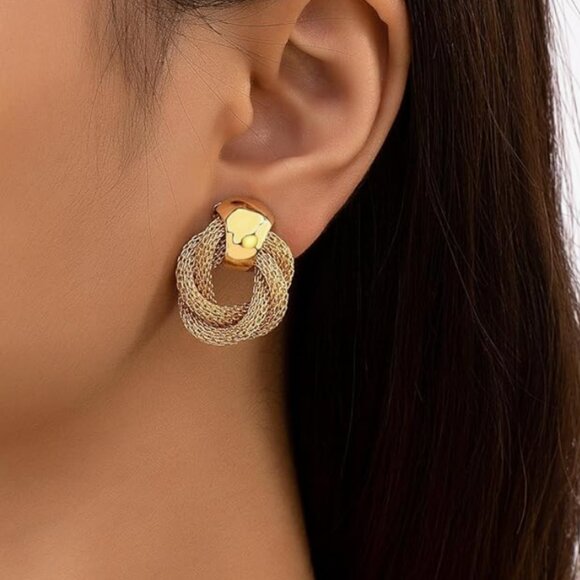 NEW Stunning Gold Circle Earrings - Picture 5 of 6